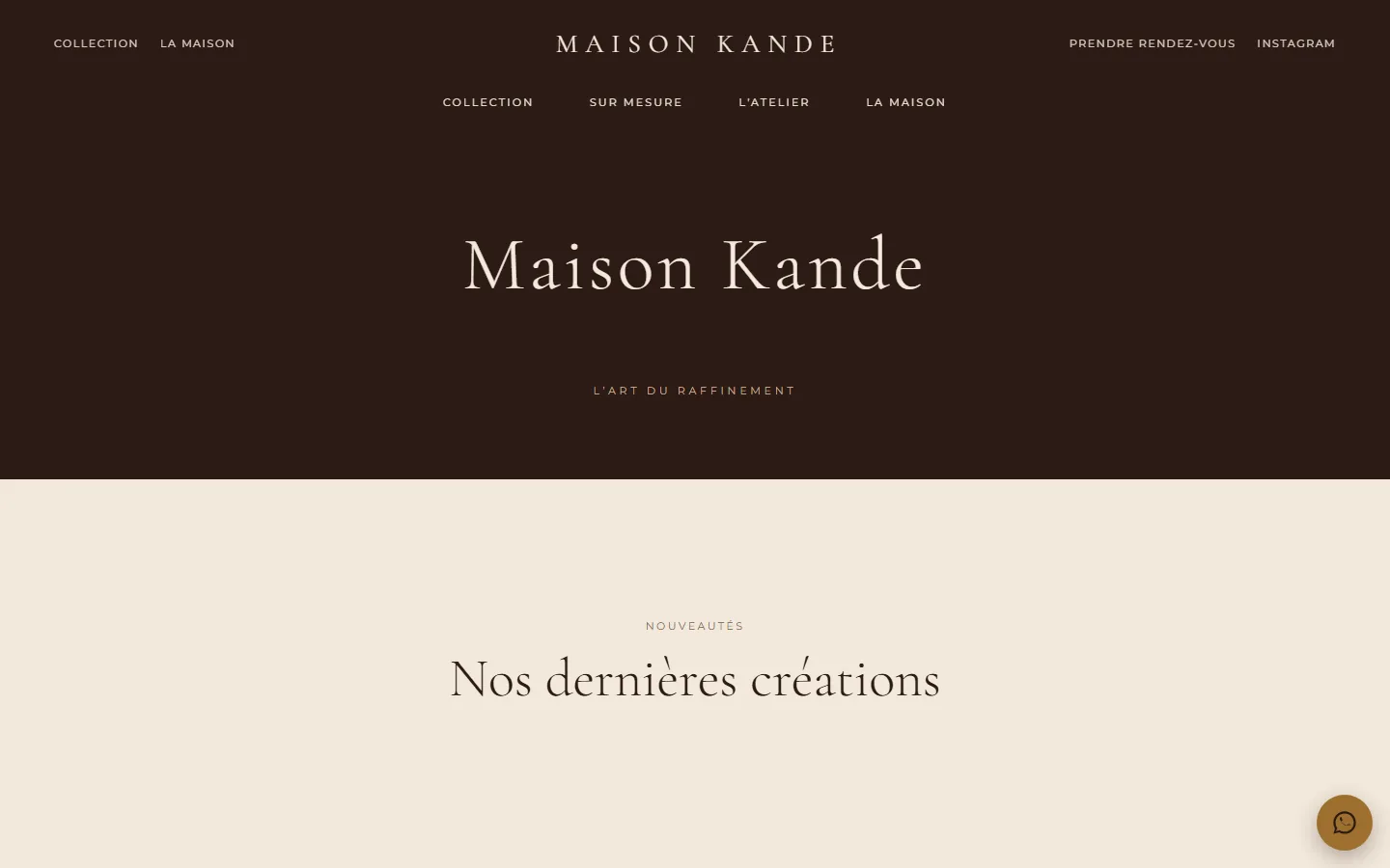 Page d'accueil du site Maison Kandé
